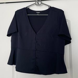 Express Short Sleeve Button Down Blouse Size S